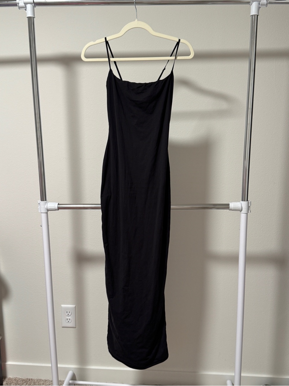 SKIMS Black Maxi Slip Dress with Spaghetti Straps